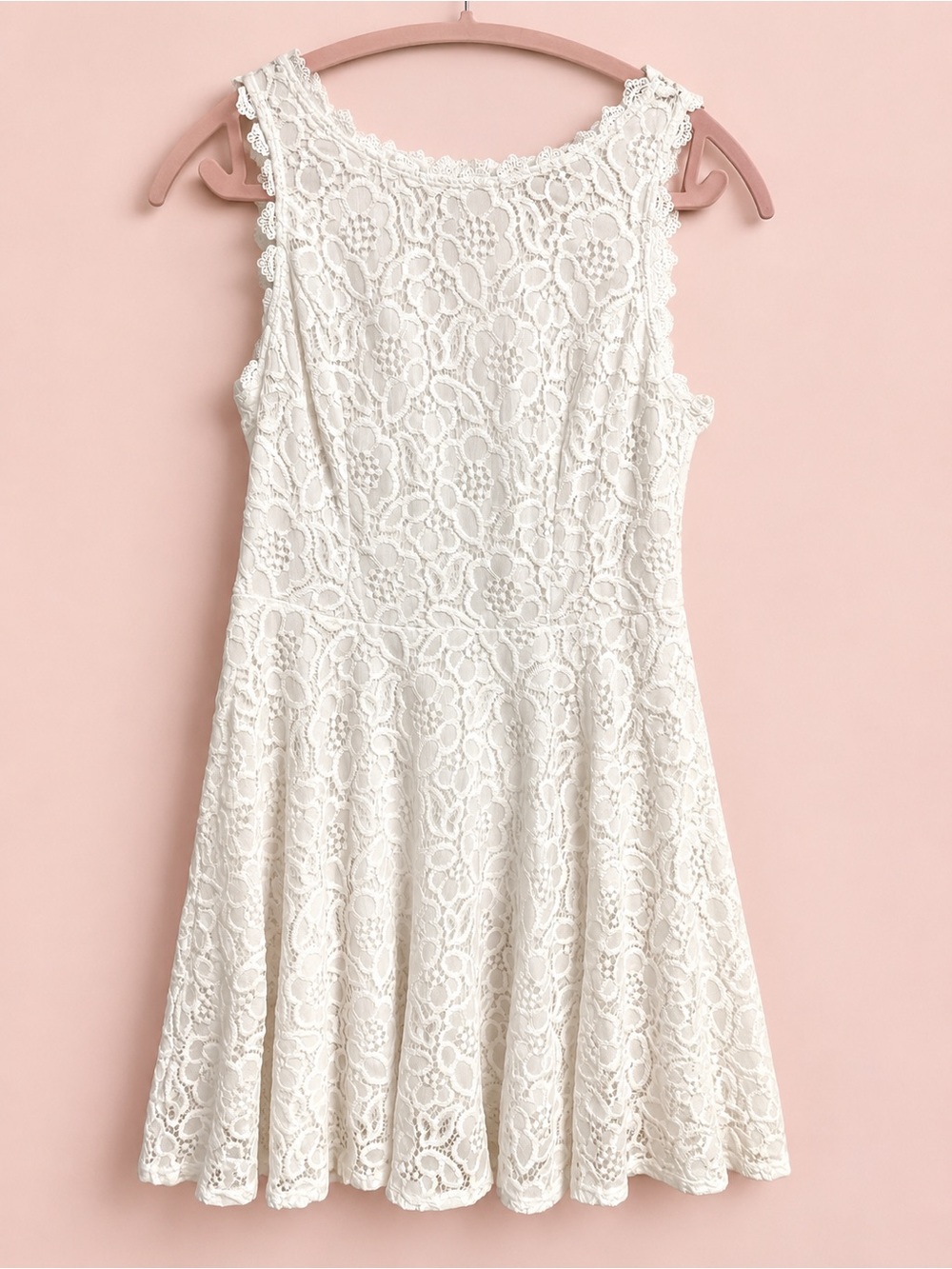 City Triangle White Lace Sleeveless Skater Dress
